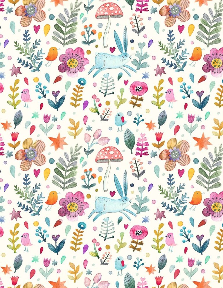 Sweet Watercolor Bunny Gift Wrap Free Printable TINSELBOX
