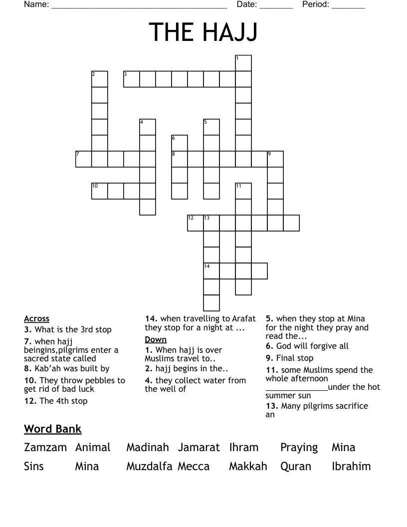 THE HAJJ Crossword WordMint