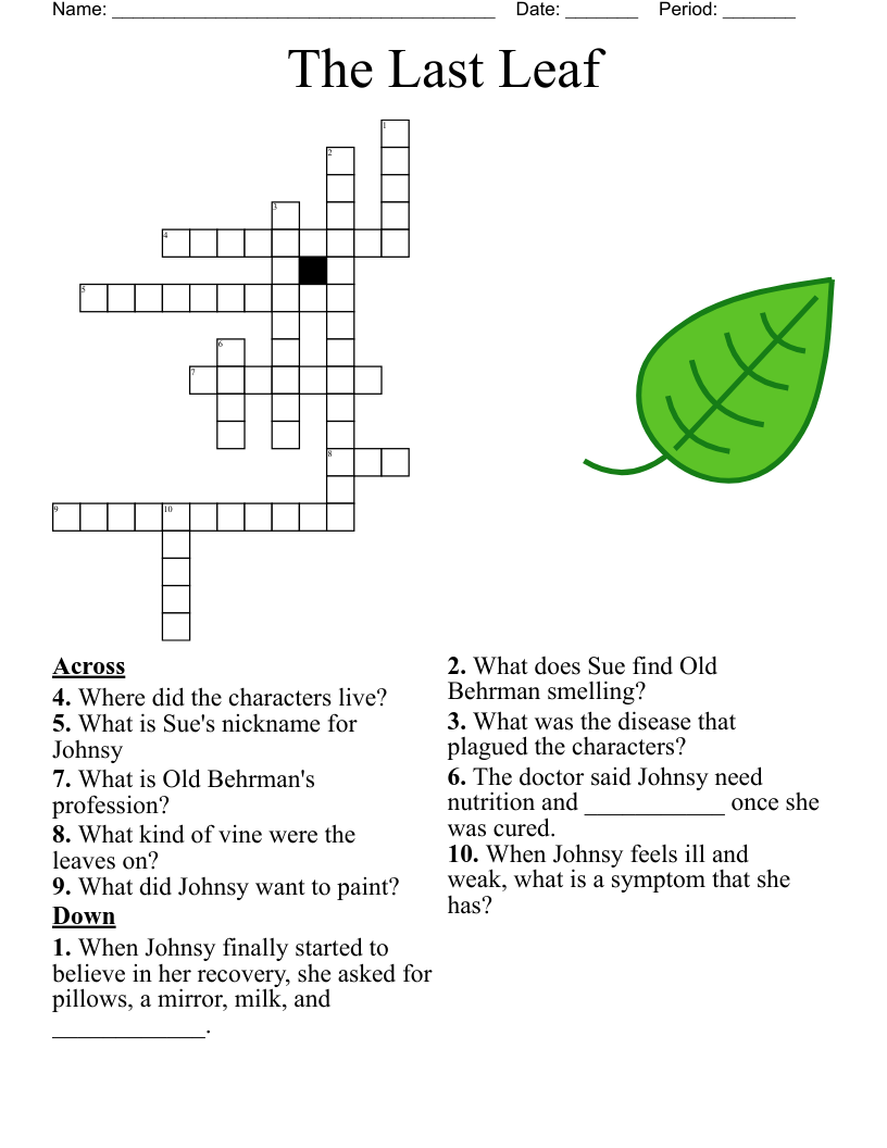 The Last Leaf Crossword WordMint