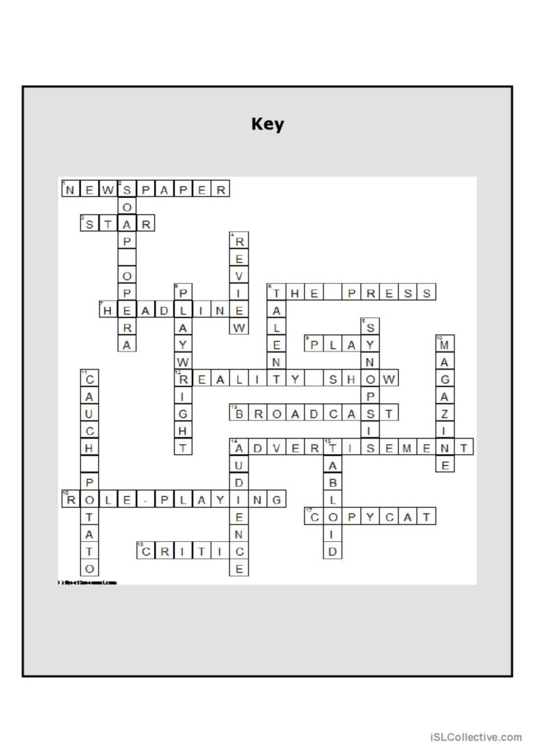 The Media Crossword English ESL Worksheets Pdf Doc