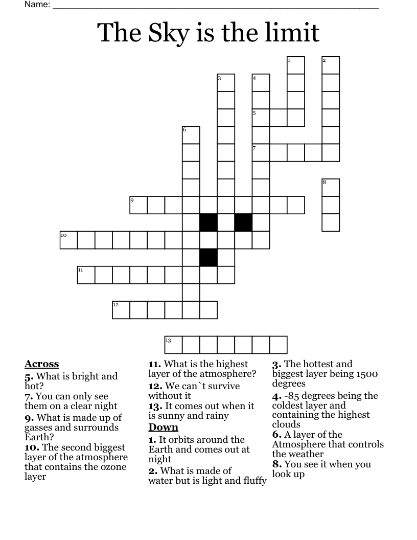 The Sky Is The Limit Crossword WordMint