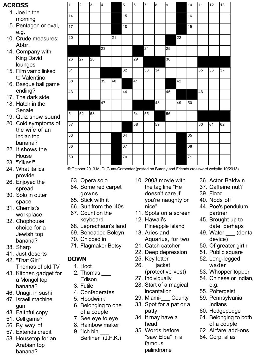 Top Bananas Crossword Puzzle