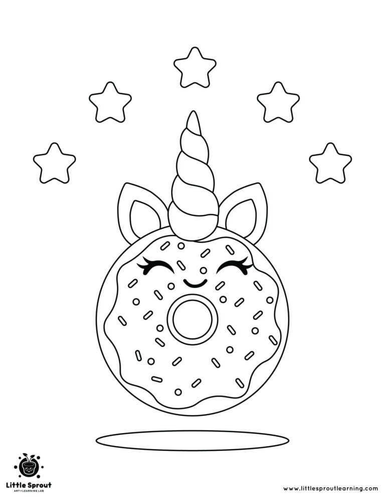 Unicorn Donut Coloring Page Little Sprout Art Learning Lab