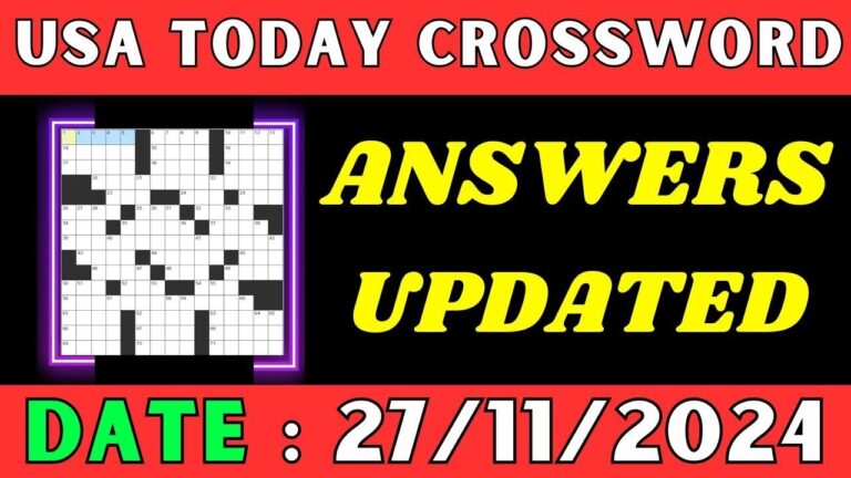 USA Today Crossword Clue Answers For Nov 27 2024 Solved YouTube