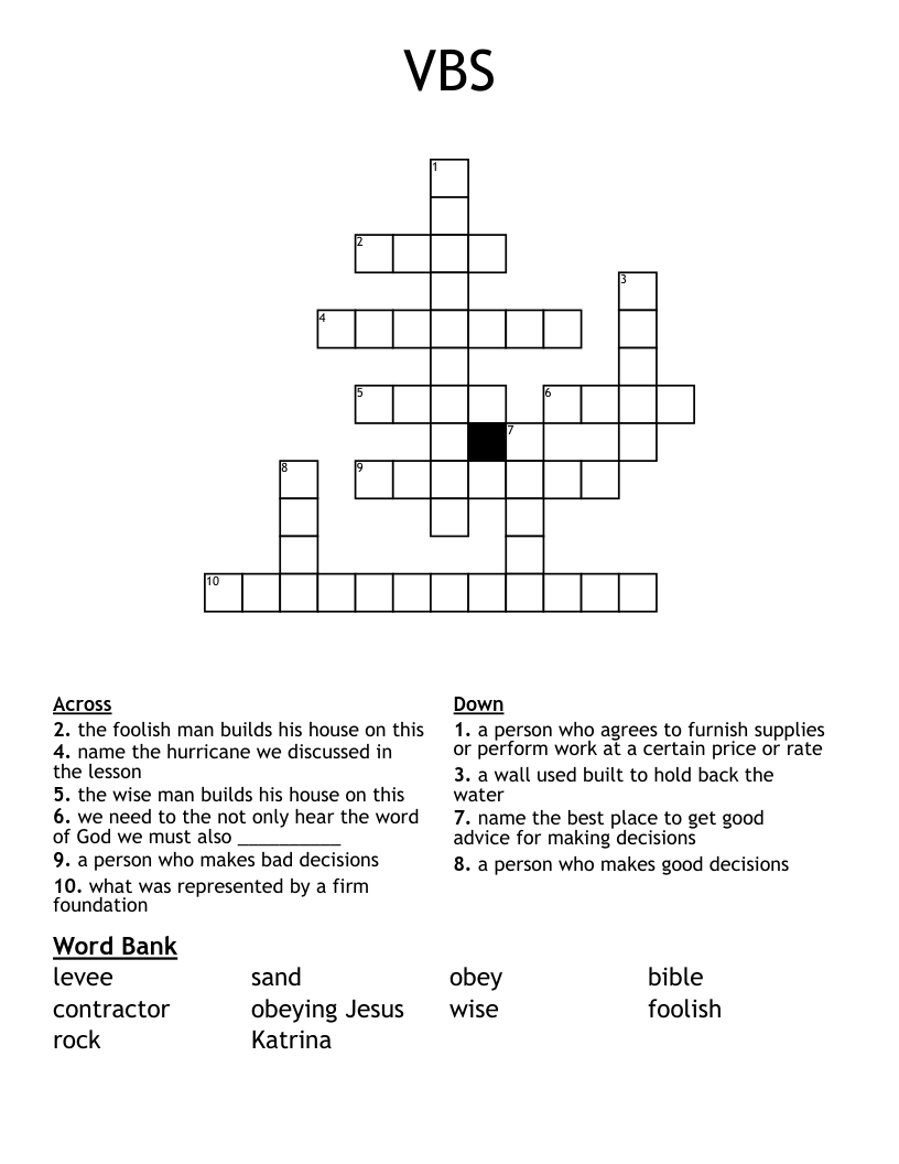 VBS Crossword WordMint