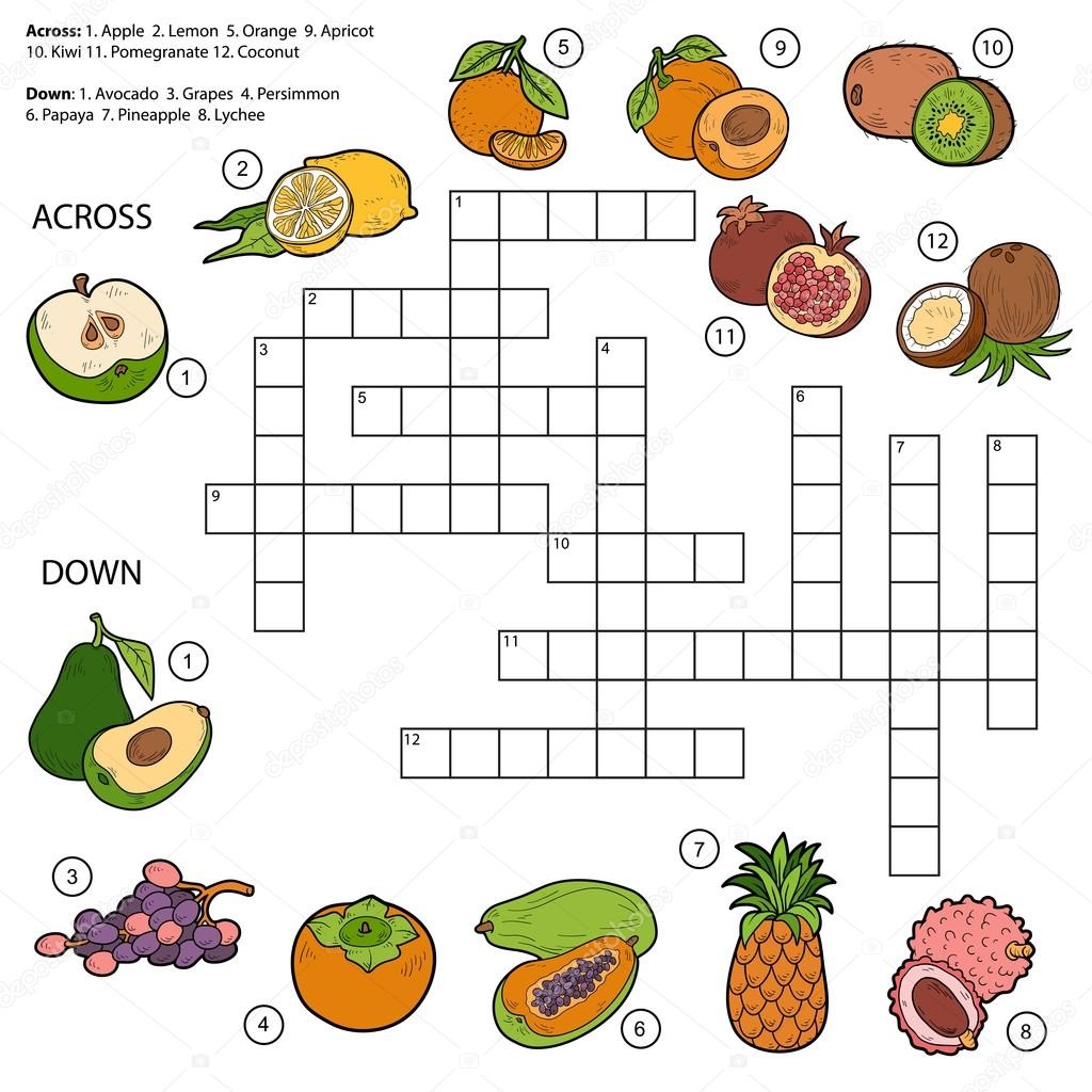 Vector Crossword Game For Children About Fruits Stock Vector By ksenya savva 80016232
