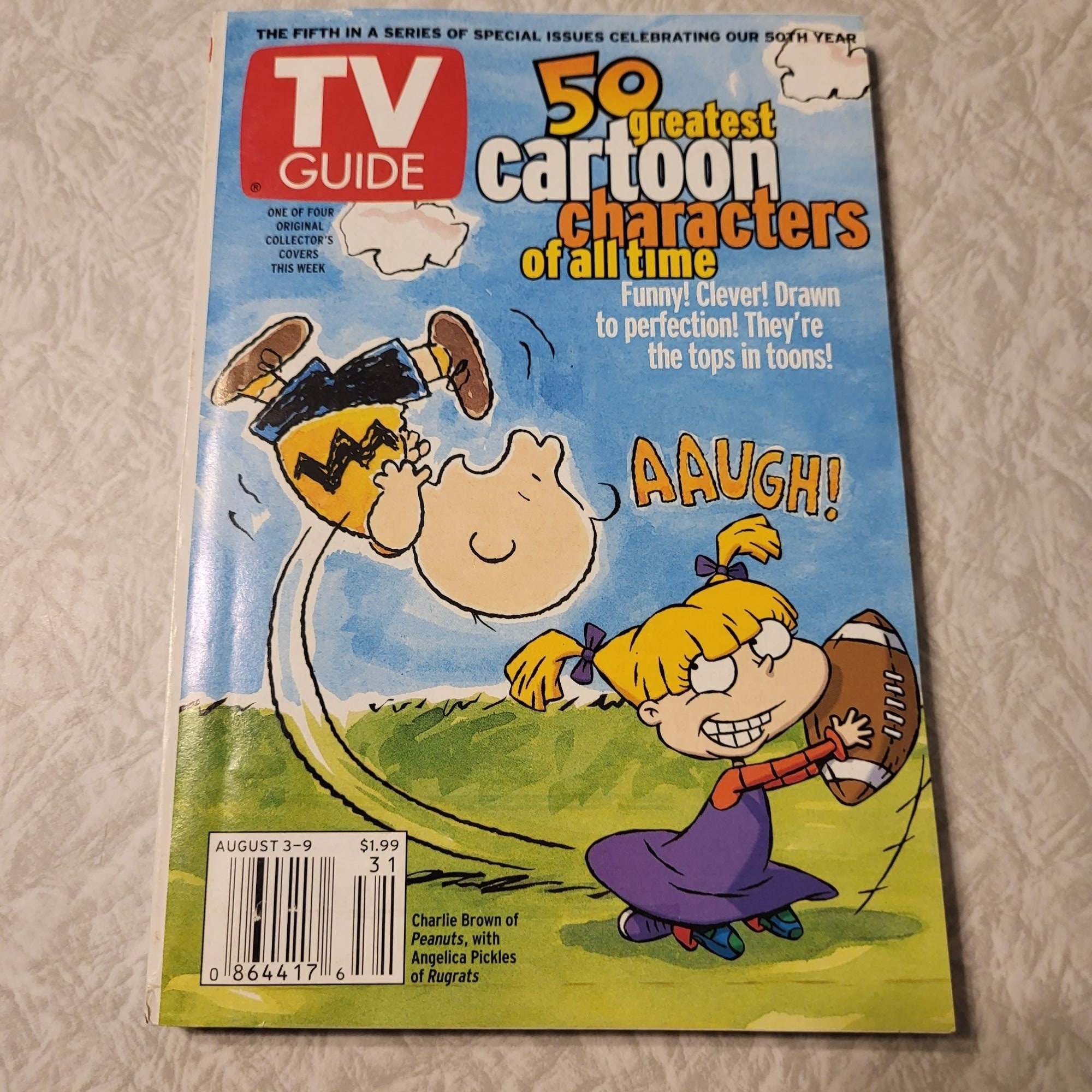 Vintage TV Guide Aug 3 9 2002 Peanuts Cartoons Rugrats Charlie Brown Angelica Etsy