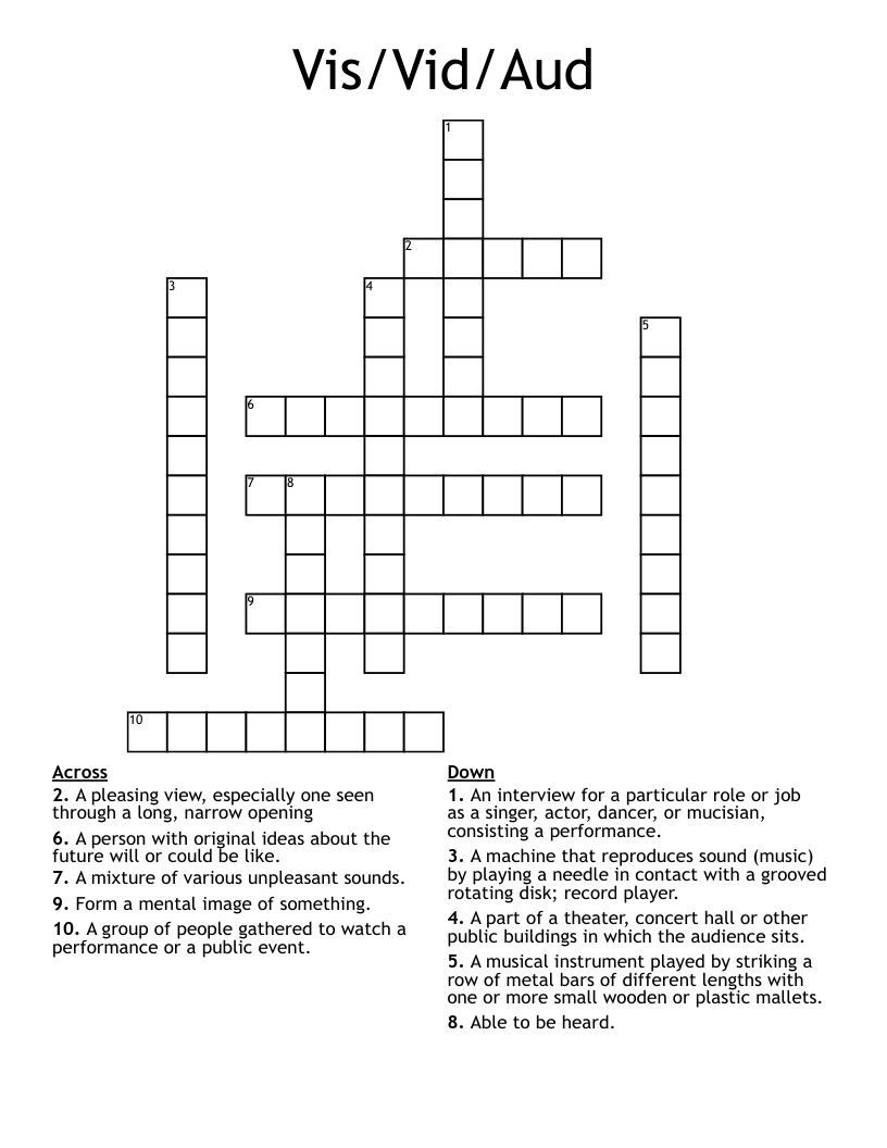 Vis Vid Aud Crossword WordMint