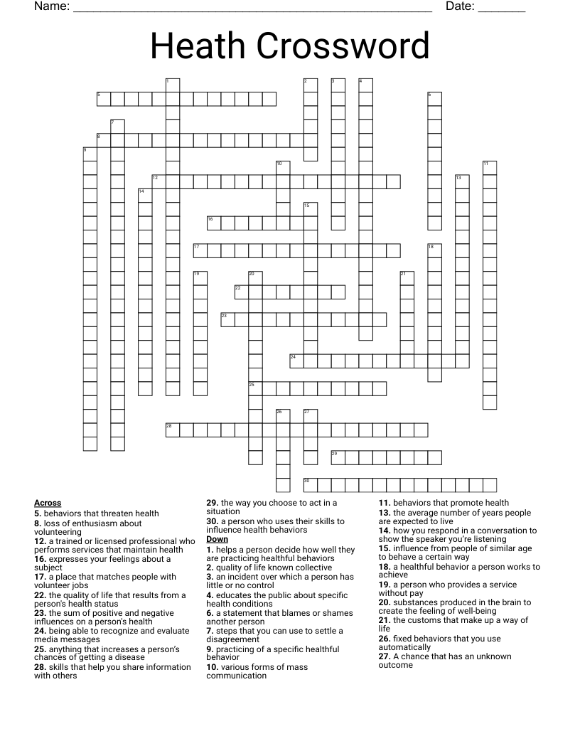 WELLNESS Crossword WordMint