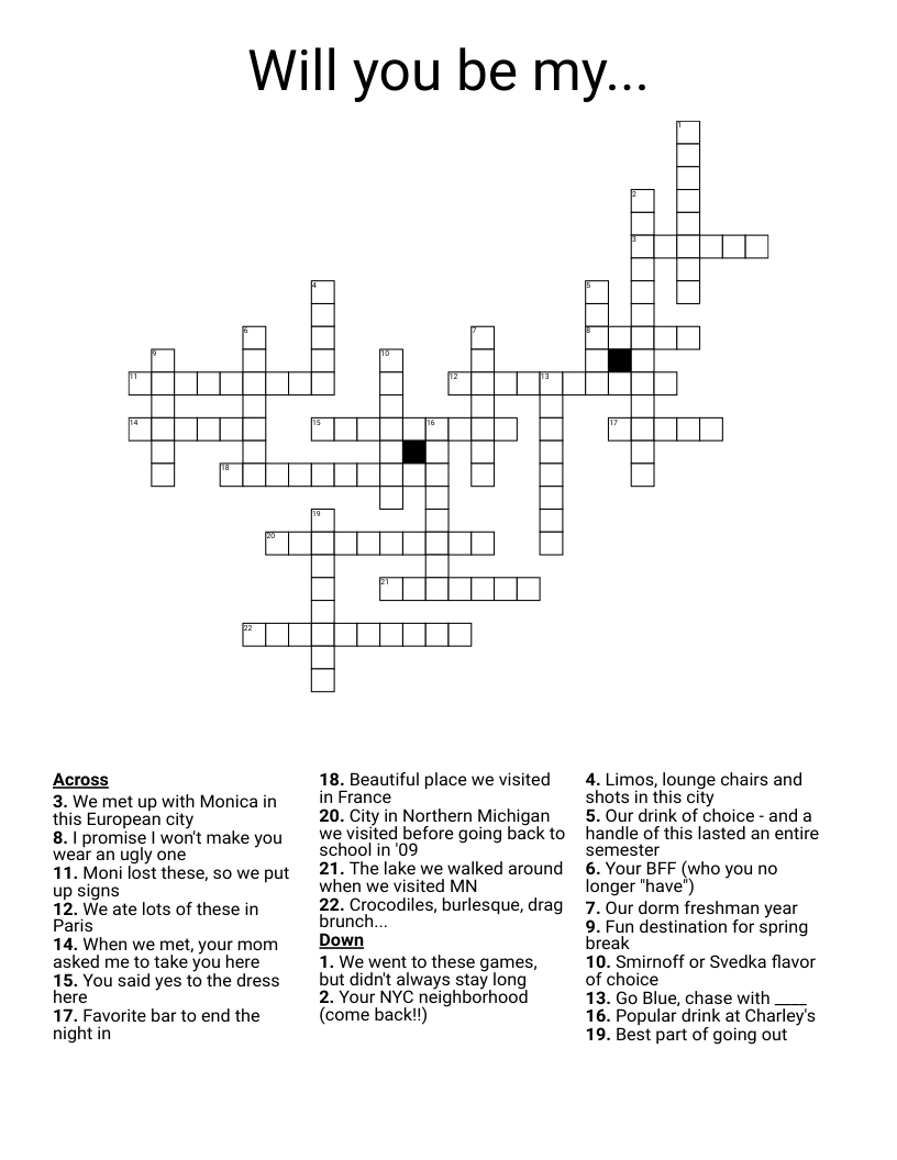 Will You Be My Crossword WordMint