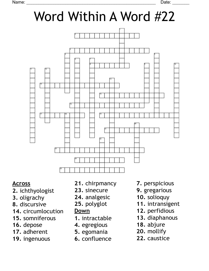 Word Within A Word 22 Crossword WordMint