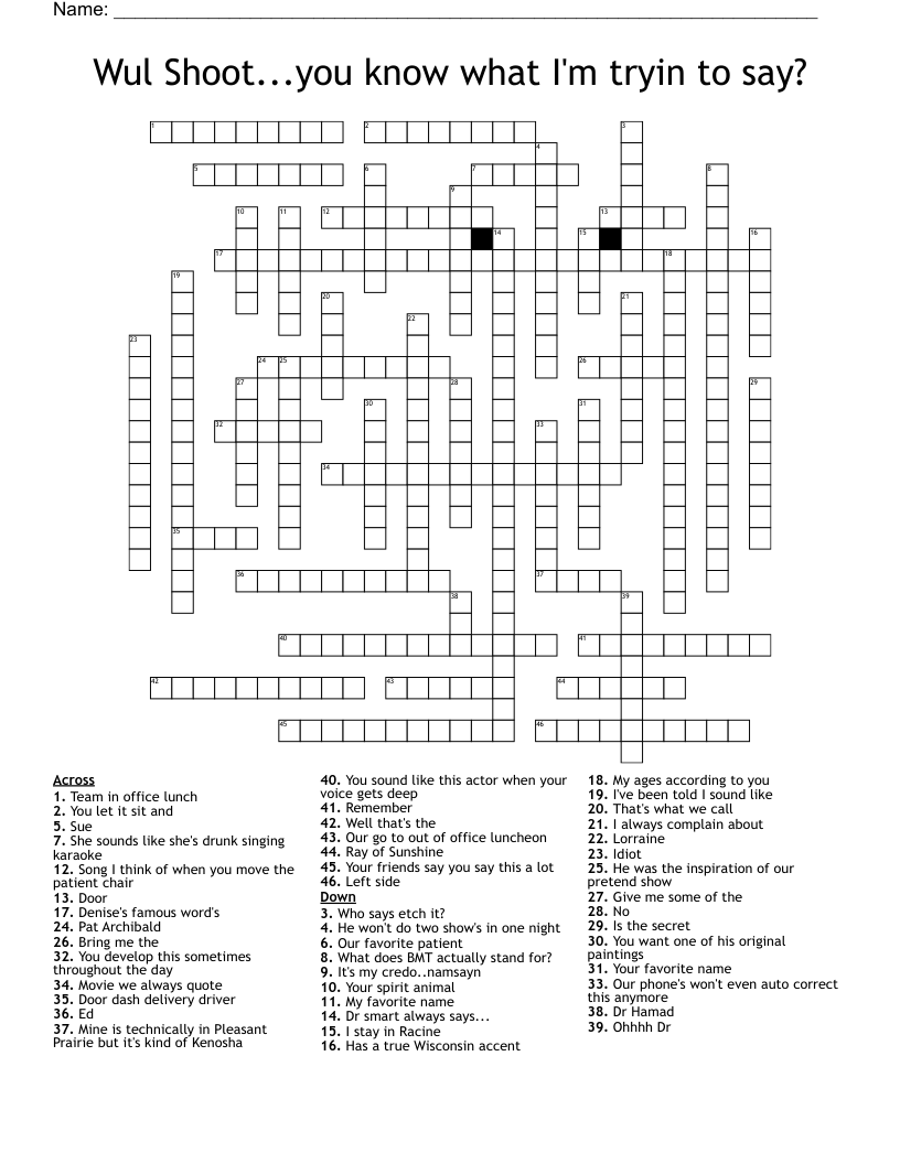Wul Shoot you Know What I m Tryin To Say Crossword WordMint