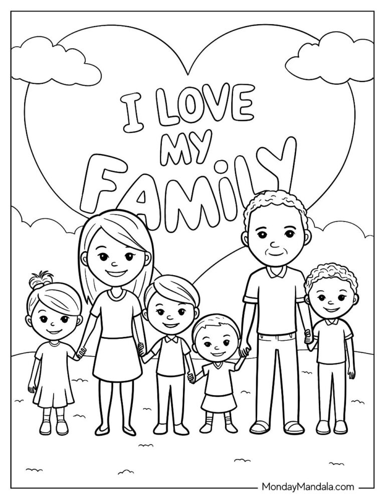 20 Family Coloring Pages Free PDF Printables