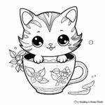 Cat In A Cup Coloring Pages Free Printable 