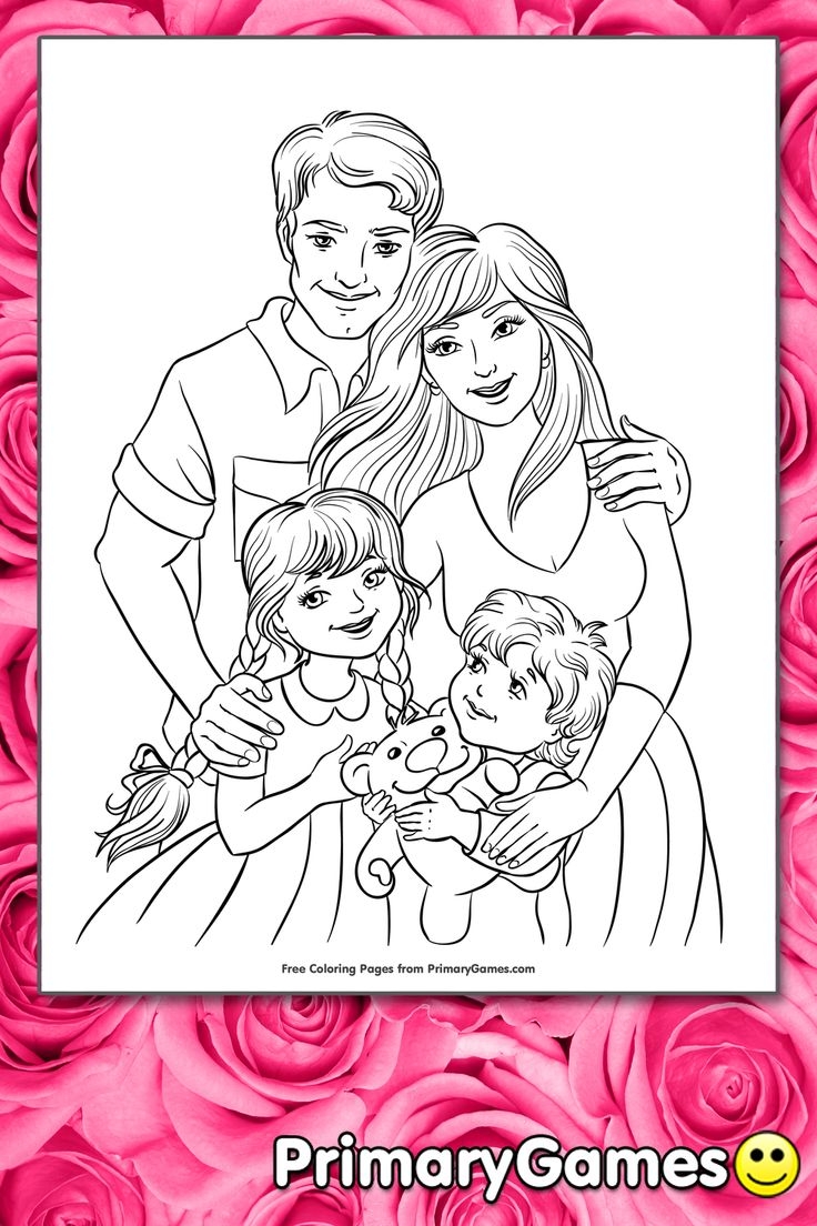Family Coloring Page FREE Printable EBook