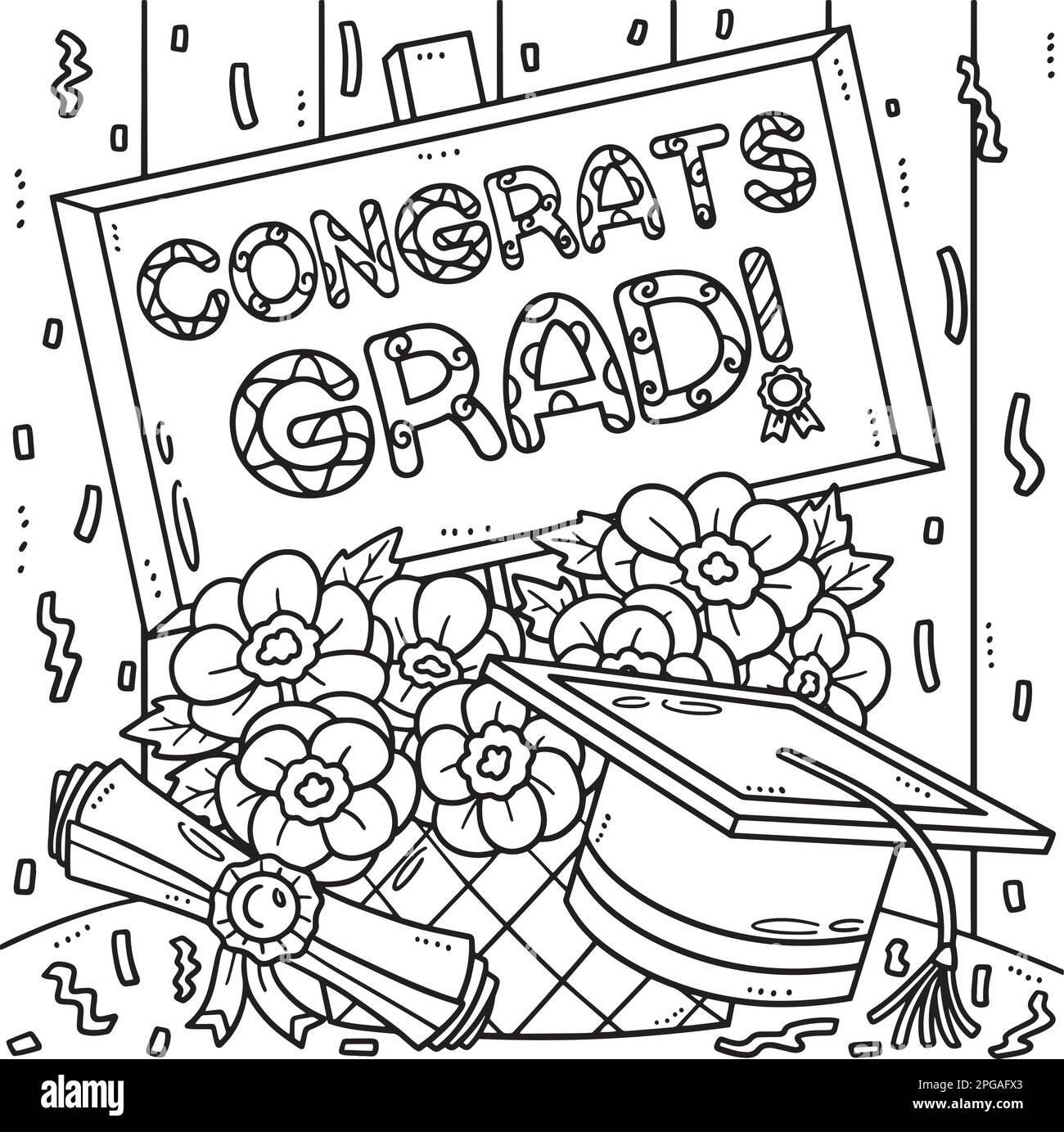 Graduation Congrats Grad Coloring Page For Kids Stock Vector Image Art Alamy Graduation Congrats Grad Coloring Page For Kids Stock Vector Image Art Alamy