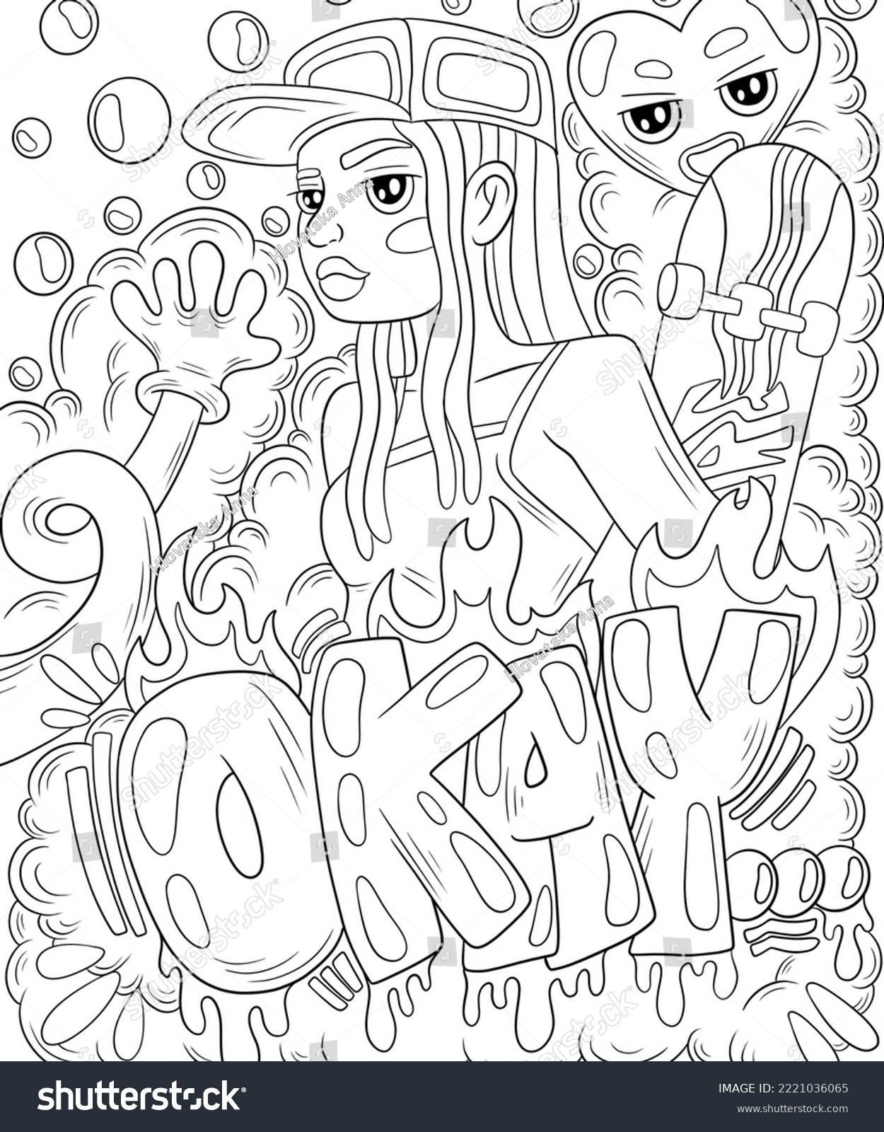 Graffiti Coloring Book Adult Stock Illustration 2221036065 Shutterstock Graffiti Coloring Book Adult Stock Illustration 2221036065 Shutterstock
