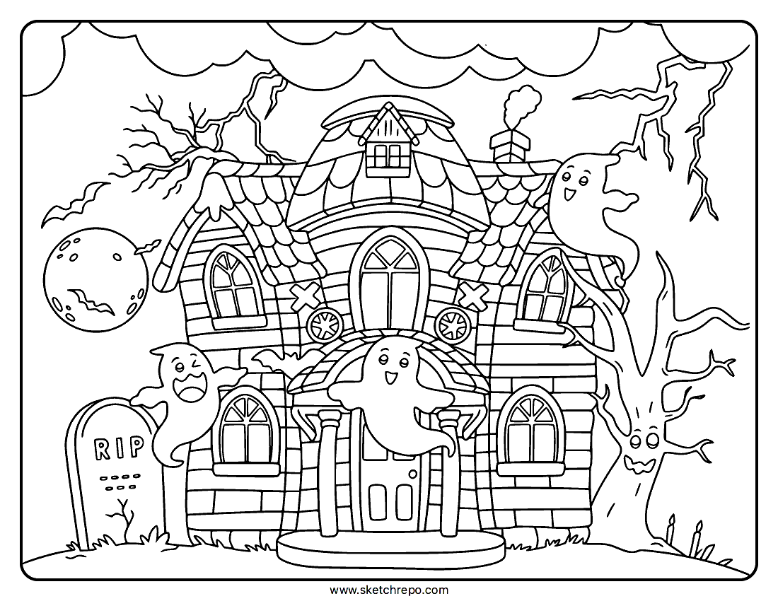 haunted house coloring pages haunted house coloring pages