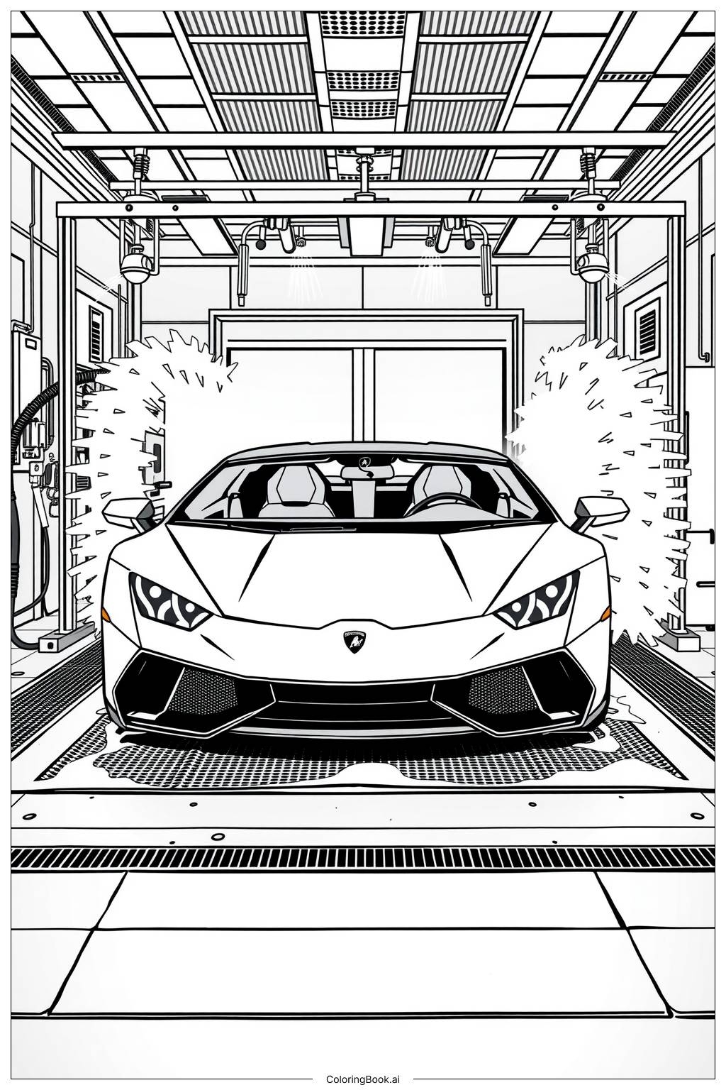 Lamborghini Car Wash Day Coloring Page Free PDF PNG Printable  Lamborghini Car Wash Day Coloring Page Free PDF PNG Printable